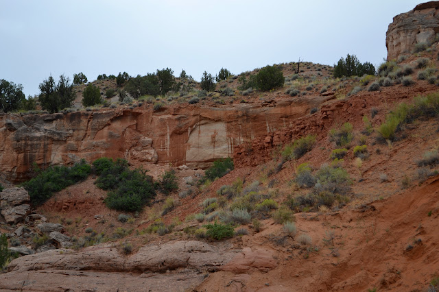 deeper red dripping down tan rocks