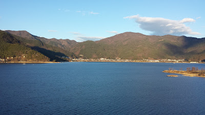 View from the rooftop of the lake at our ryokan Wakakusa no Yado Maruei. Later when I went into the outdoor women's onsen for the day, it was also a view of the lake from this side