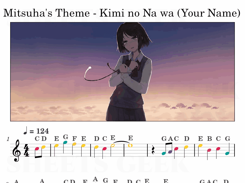 Play Mitsuha Theme (Kimi no Na wa) Music Sheet