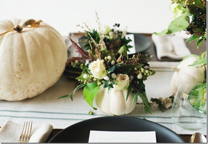 white pumpkins with flowers