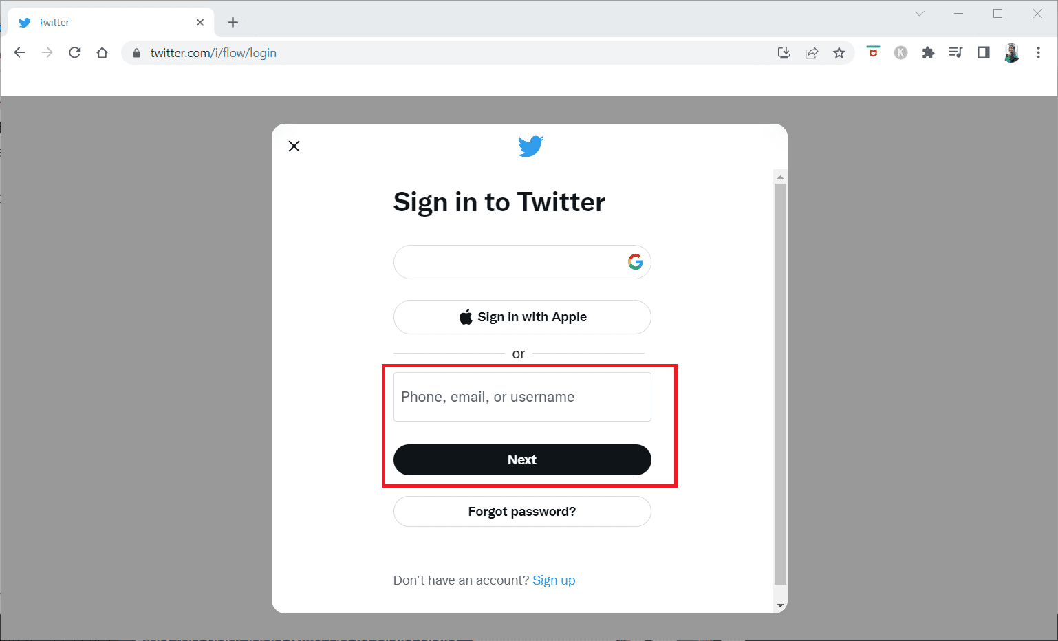 Log in op uw Twitter-account met uw inloggegevens in de Twitter Desktop-weergave