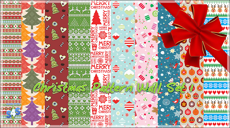 [S4 Walls 01] Christmas Pattern Wall Set I Christmas%2BPattern%2BWall%2BSet%2BI%2BView