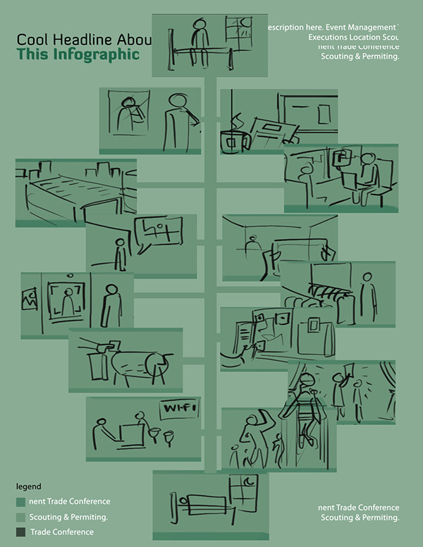 corporate process comics style infographic illustration sketch