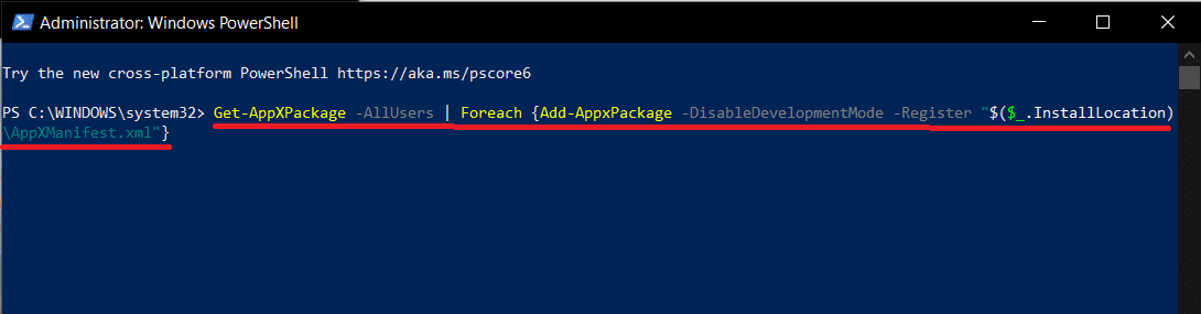 Nhập dòng lệnh một cách cẩn thận hoặc chỉ cần sao chép-dán vào cửa sổ PowerShell