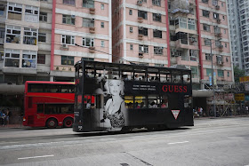 Tram in Hong Kong with Guess advertising