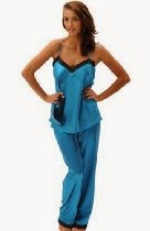 <br />Alexander Del Rossa Women's Satin Cami Tank Pajama Set with Pants and Sleep Mask