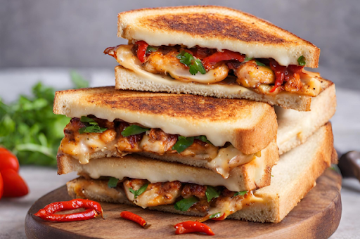 Grilled Chilli Chicken Cheese Sandwich