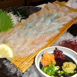 flonder sashimi at Zauo self-fishing restaurant in Shinjuku, Tokyo - Japan in Shinjuku, Japan 