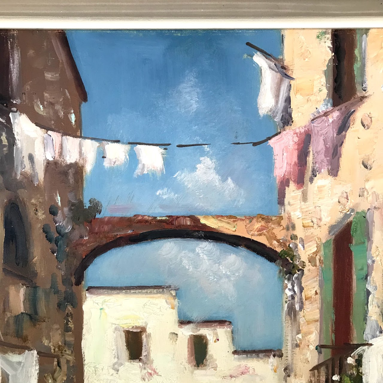 Market Scene Signed Oil Painting