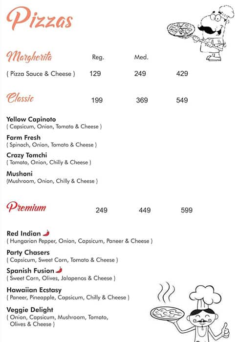 Captain Sam's menu 