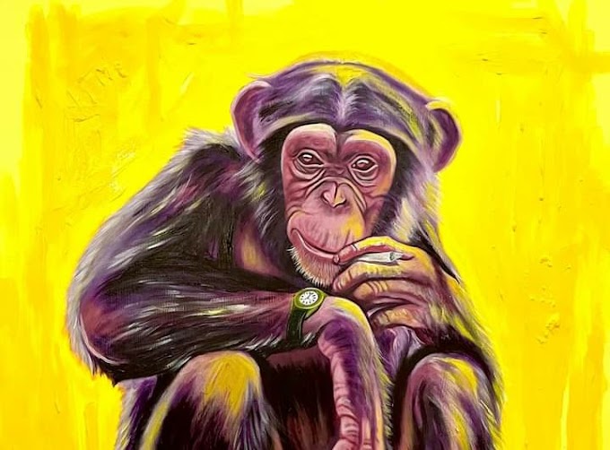 See Kaduna Based Artist "Jesse Josh's" Official Painting On Canvas For 2022 Titled "Agogon Biri" (Monkey's Watch) 