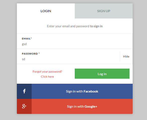 css3 signup and login form