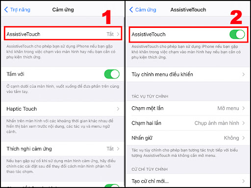 Chọn Bật AssistiveTouch