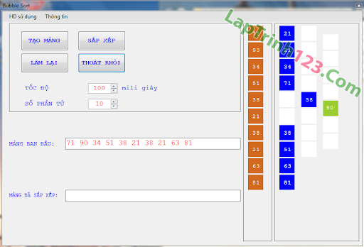 Mô Phỏng Thuật Toán Săp Xếp Nổi Bọt