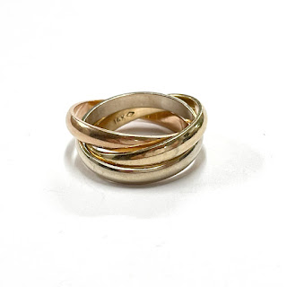 14K Gold Tri-Color Interlocking Ring