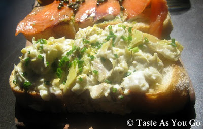 Bruschetta with Warm Artichoke Spread at Postino Arcadia in Phoenix, AZ - Photo by Michelle Judd of Taste As You Go