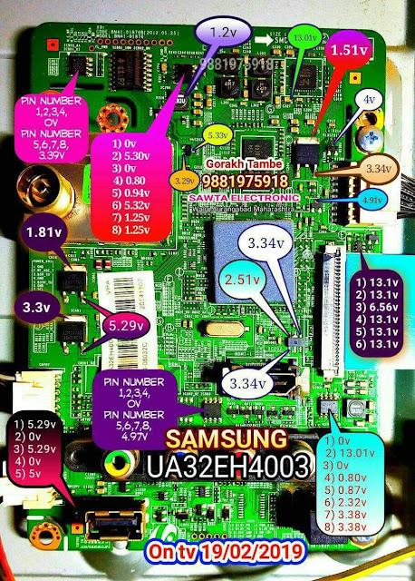 Samsung 32'' LED TV Voltage details Faults finding Samsung 32'' LED TV circuit details Samsung 32'' LED TV solution with voltage details