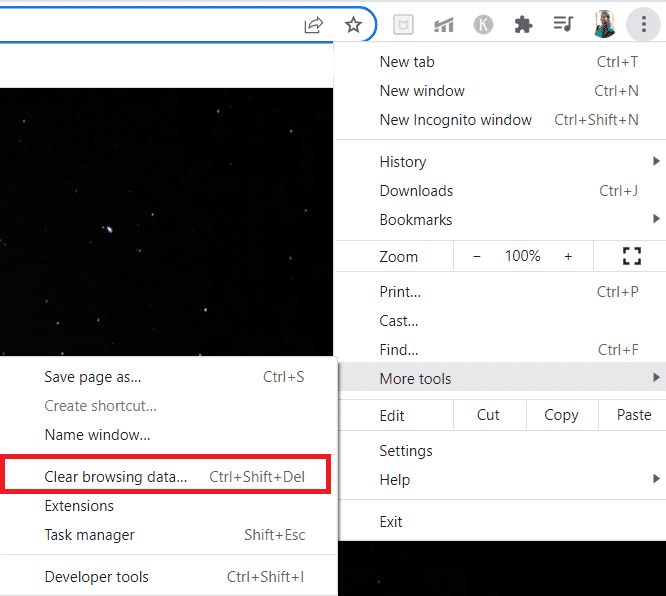 clicca su Cancella dati di navigazione