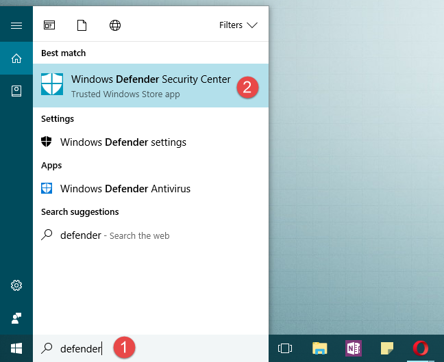 Windows Defender-beveiligingscentrum