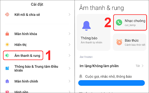 Vào Cài đặt của thiết bị và chọn Âm thanh & rung