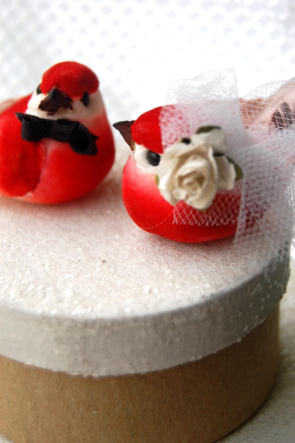 Red Bird Wedding Cake Topper