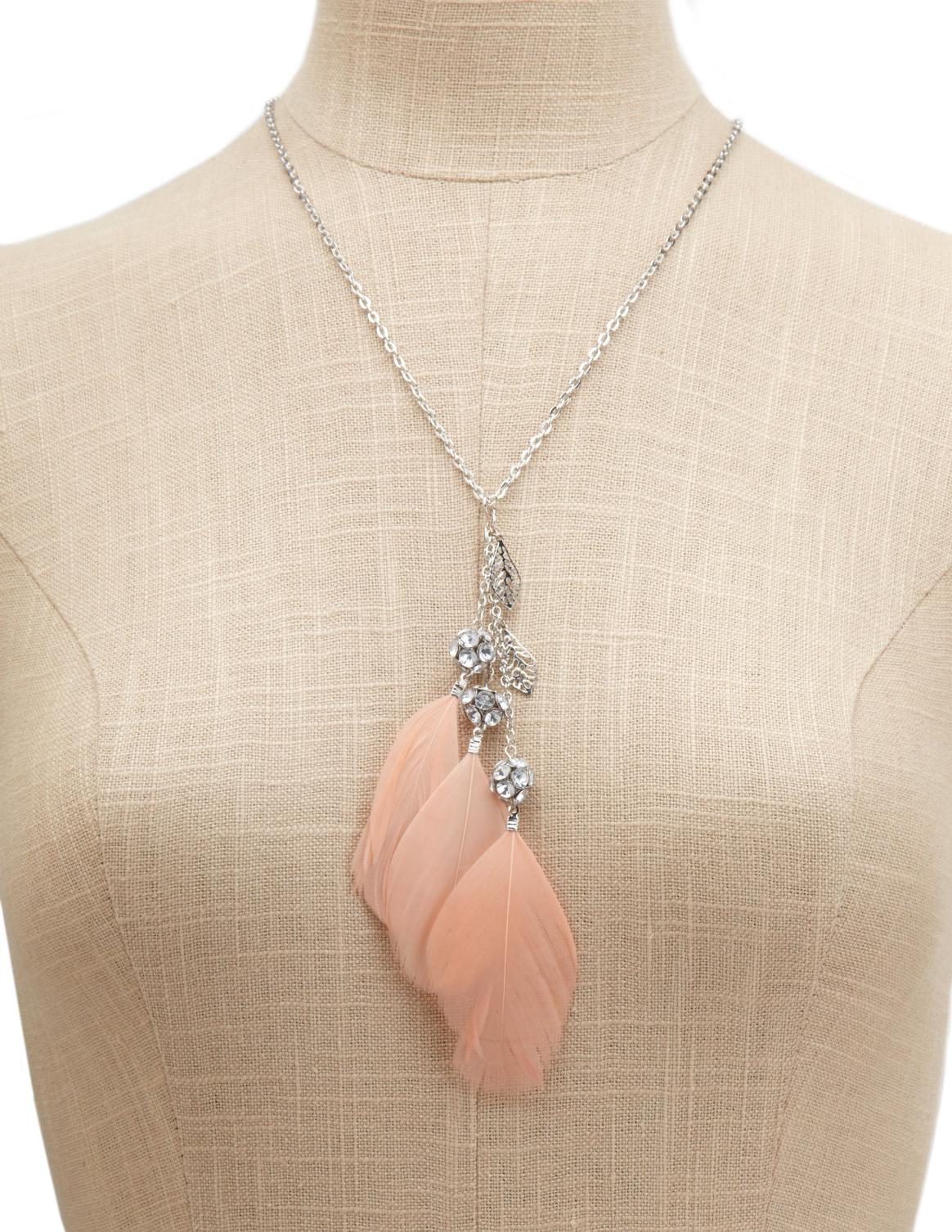 Long Feather Fireball Necklace