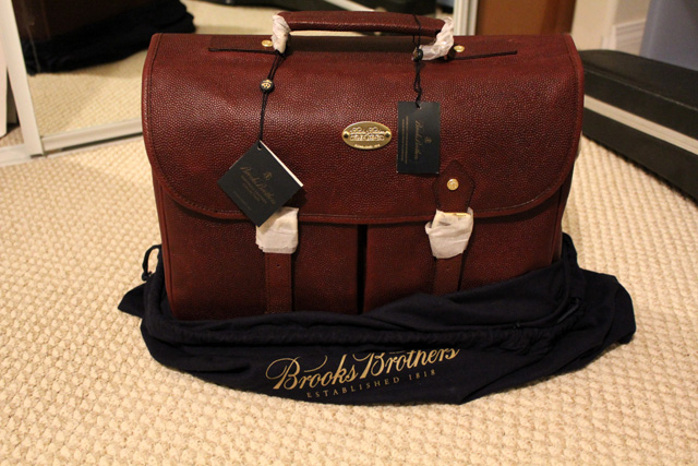 brooks brothers football leather briefcase