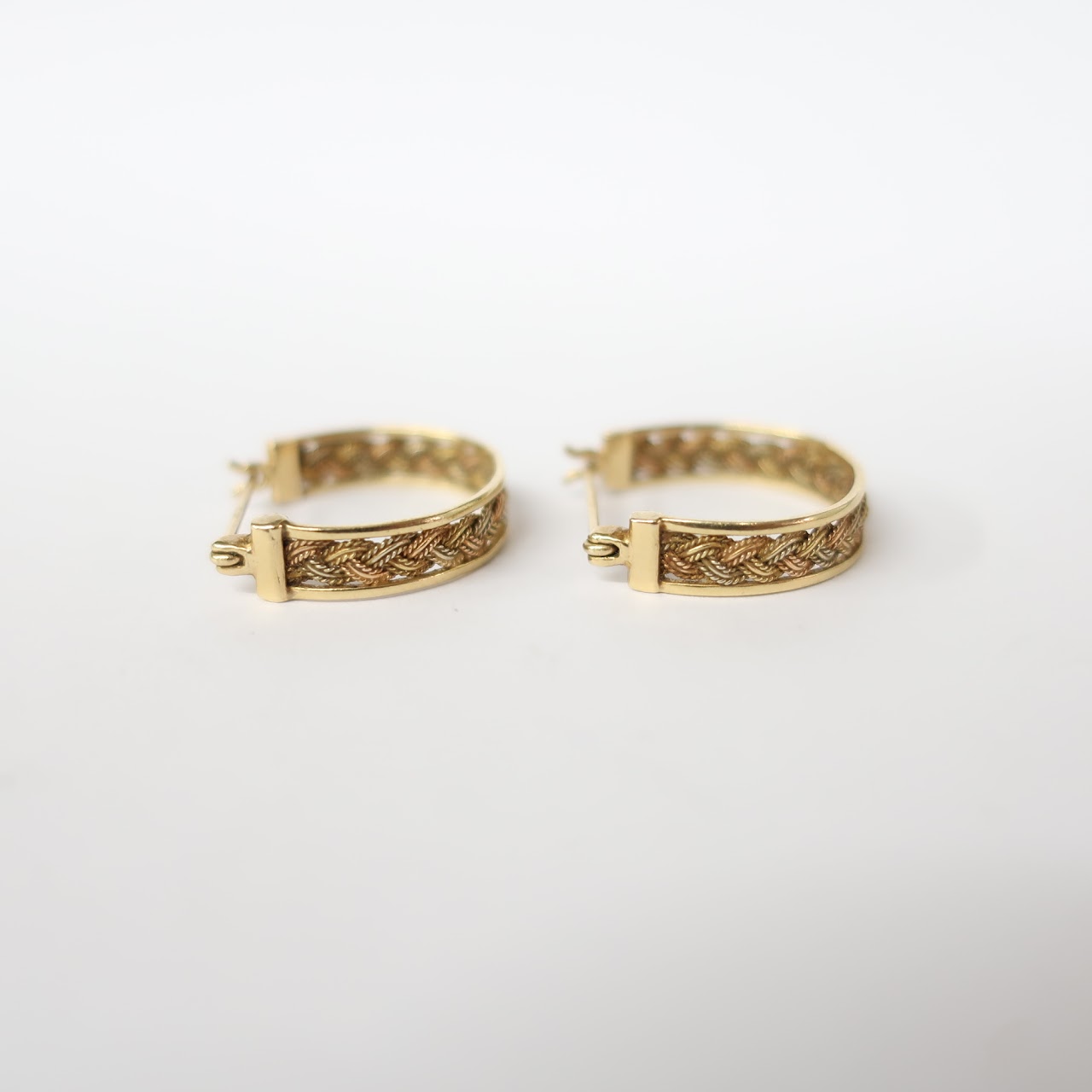 14K Gold Braided Hoop Earrings