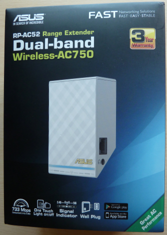 ASUS RP-AC52, WPS, rango, extensor, inalámbrico, red, doble banda, 802.11ac