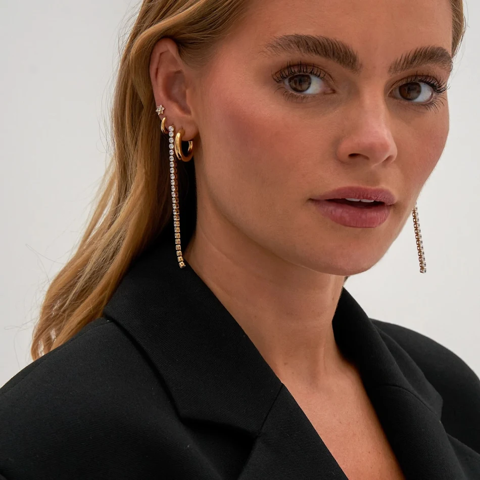 Oorbellen in Europese en Amerikaanse stijl met zirkon en kwastjes, elegant en glanzend, perfect voor een verfijnde en modieuze look
