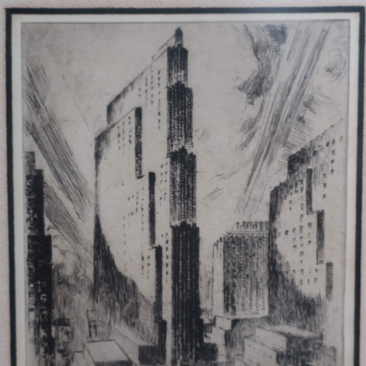 E. Hansen Signed New York Architecture Etching Pair