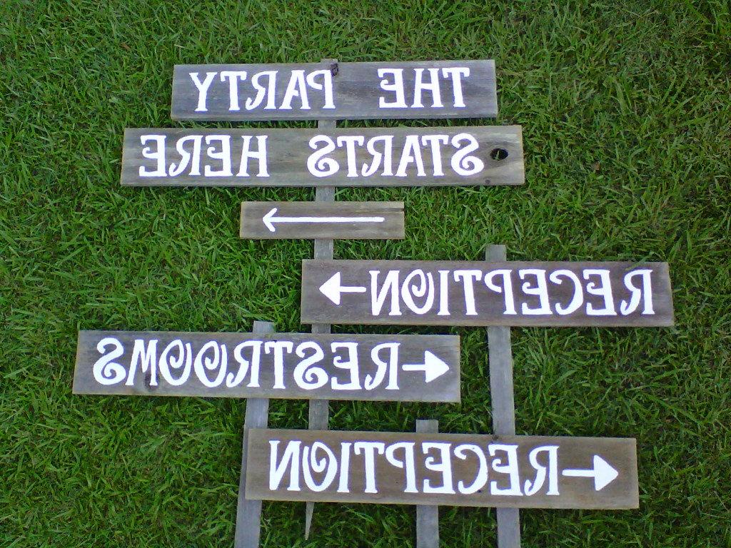 Wooden Wedding Signs LARGE FONT Package. 6 Signs With 4 Stakes.