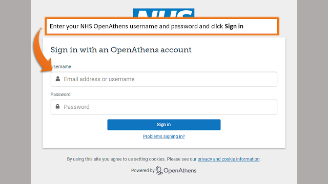 NHS OpenAthens login box