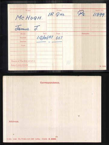 James Joseph McHugh Medal Index Card