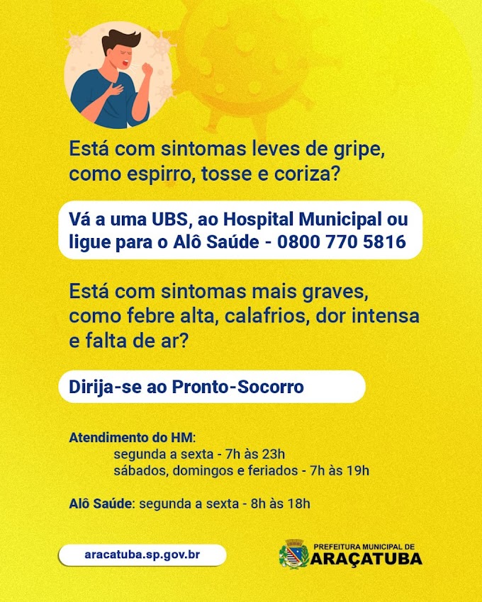 Prefeitura orienta população quando procurar UBS, Hospital Municipal ou Pronto-Socorro