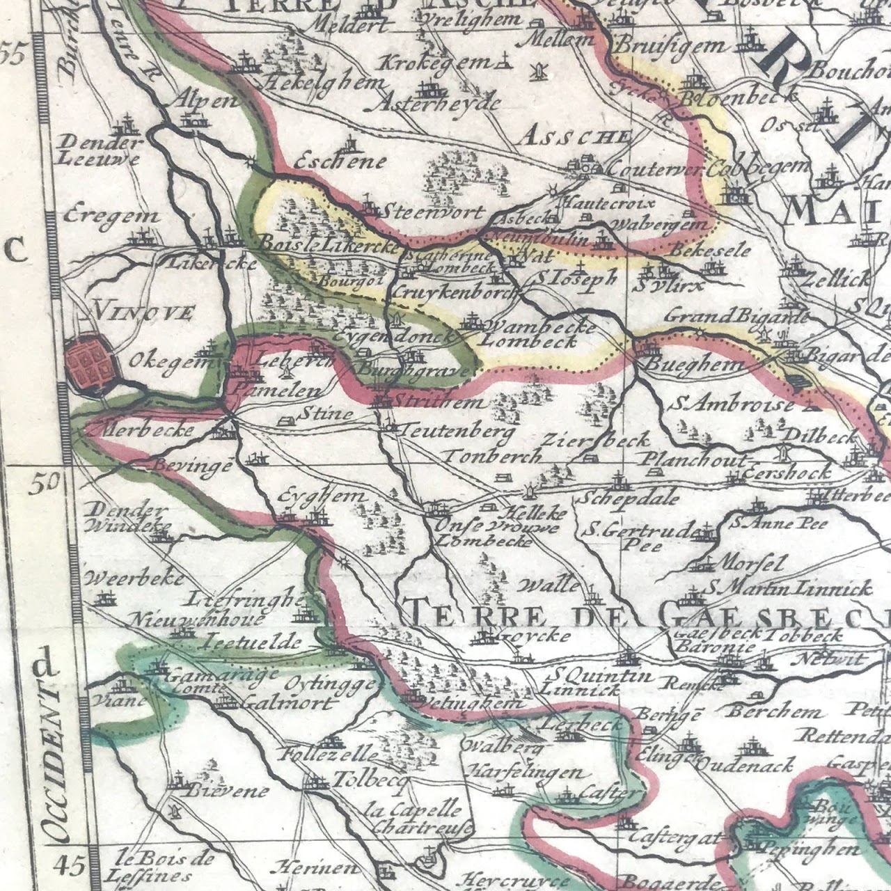 18th C. Engraved Map of Duchy of Brabant