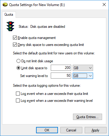 Как установить лимит дисковой квоты и уровень предупреждения в Windows 10