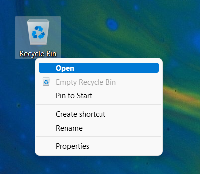 Abra la Papelera de reciclaje de Windows 11 o Windows 10 desde el escritorio