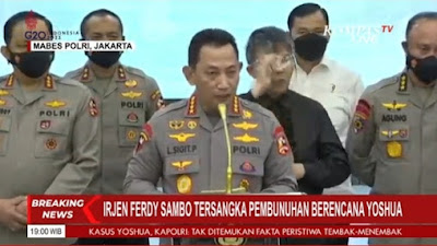 Irjen Ferdi Sambo Ditetapkan sebagai Tersangka Kasus Penembakan Brigadir J