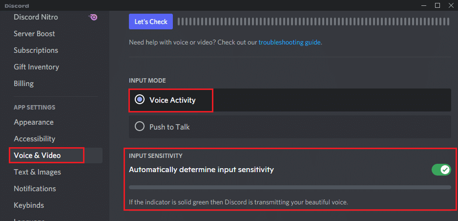 오른쪽 창을 아래로 스크롤하고 INPUT SENSITIVITY 탭에서 자동으로 입력 감도 결정 옵션을 켜십시오.