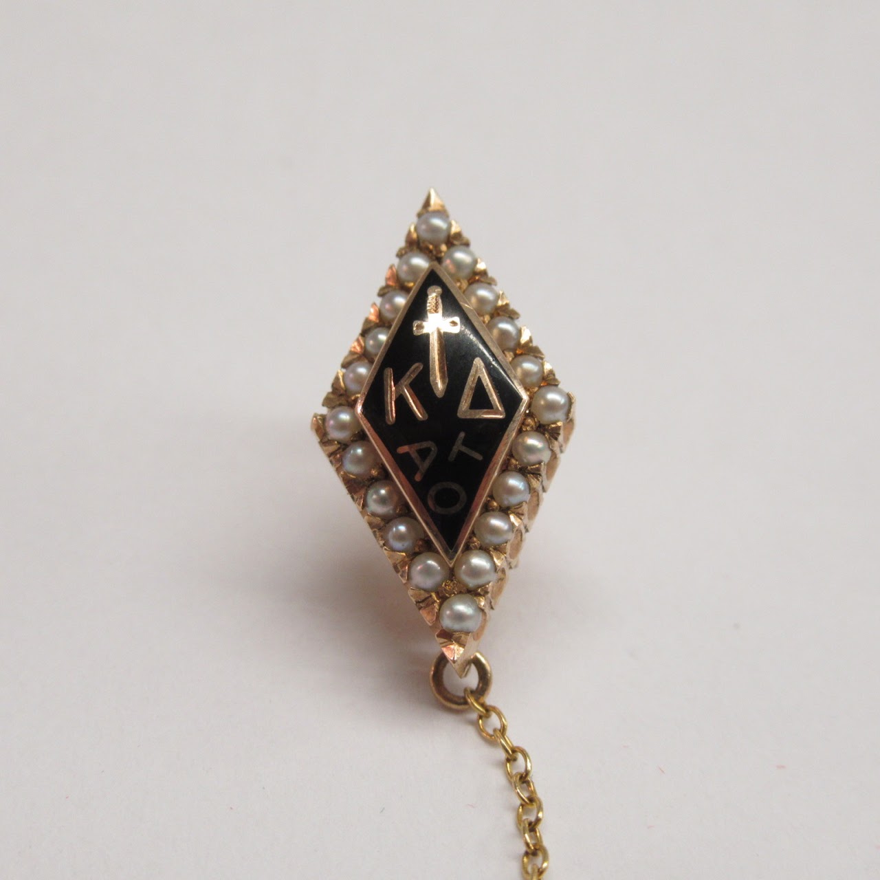 10K Gold and Pearl Kappa Delta Tie Tack