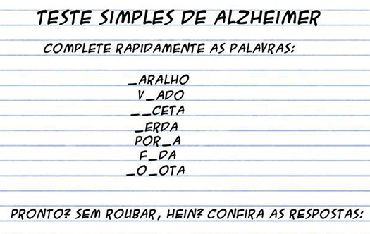 Perguntas para Teste Simples de Alzheimer