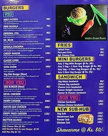 Amazing Cafe And Burger menu 