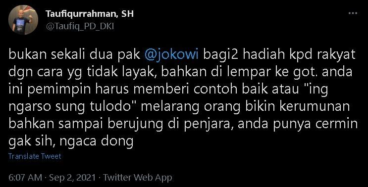 Kritik Keras Aksi Tak Etis Jokowi Setiap Bagikan Sembako, Demokrat: Anda Punya Cermin Nggak?