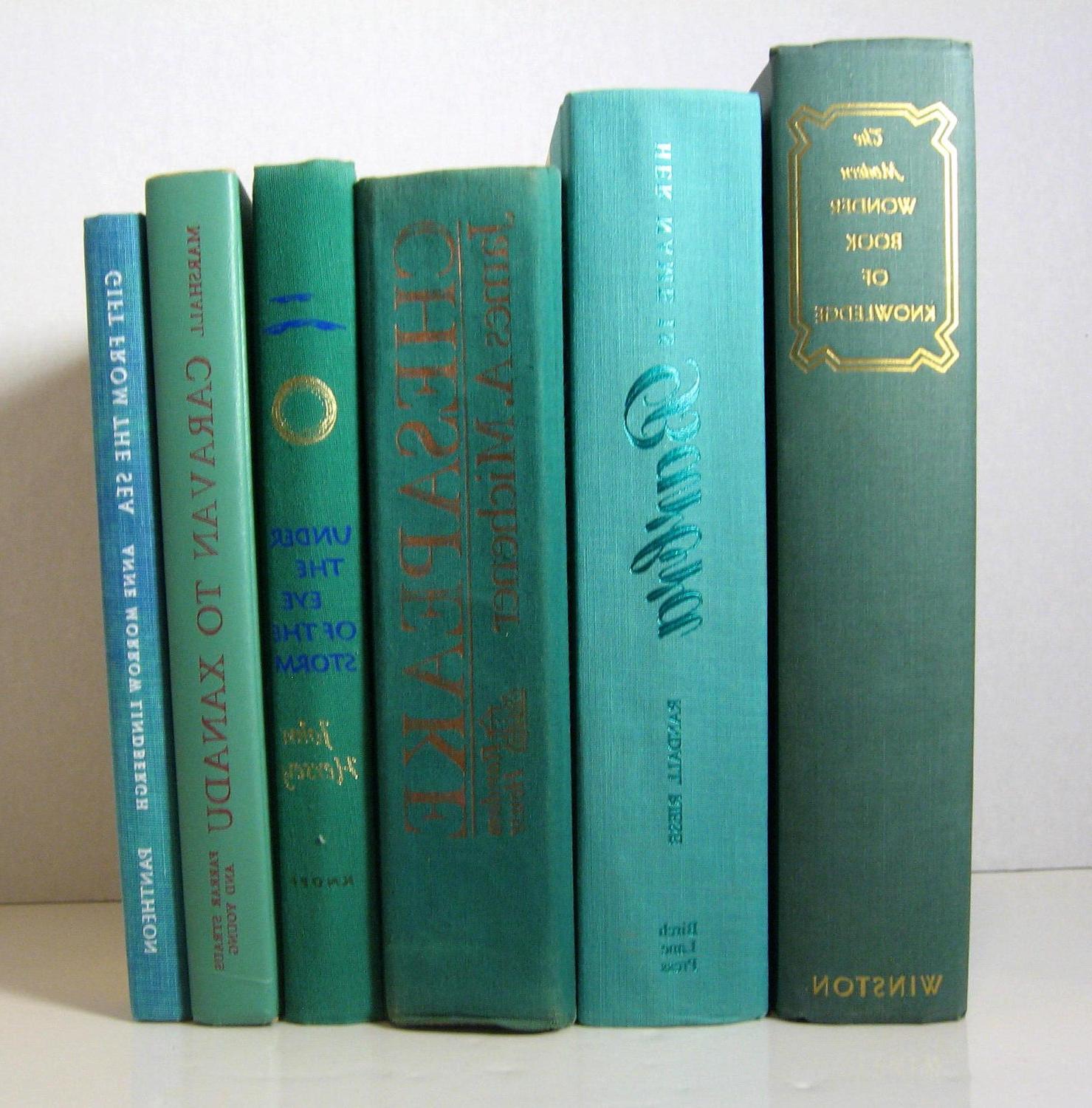 Vintage Instant Book Decor Collection of Teal Blue, Turquoise and Green