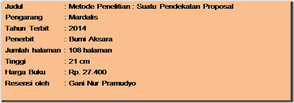 Resensi Metode Penelitian:Suatu Pendekatan Proposal