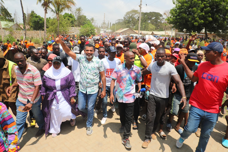 Mvita MP Abdulswamad Nassir during a rally in Shanzu in Kisauni constituency on Saturday