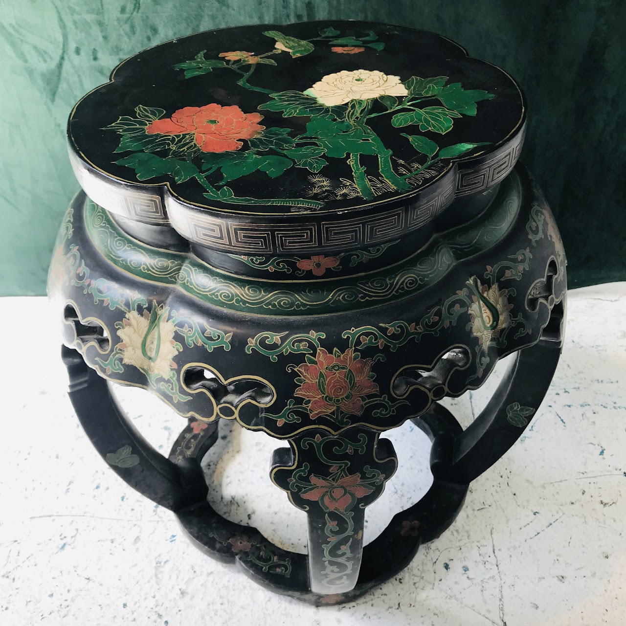 Chinoiserie Lacquered Stool #1