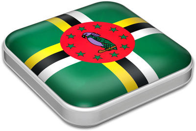 Flag of Dominica with metallic square frame