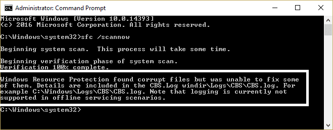 Correggi Protezione risorse di Windows ha rilevato file corrotti ma non è stato in grado di risolverne alcuni